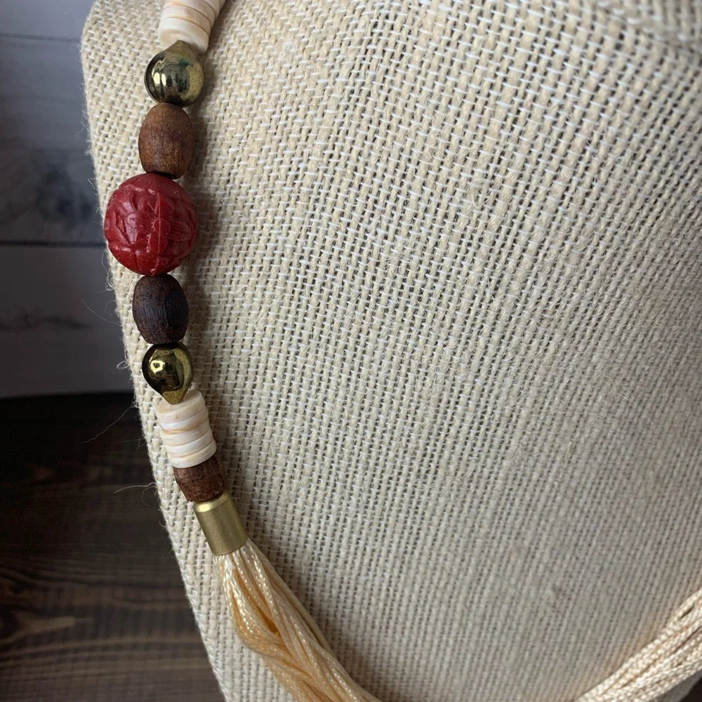 Bohemian Vintage Multi-strand Wood Beaded Necklace